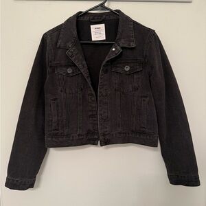 Cotton On Cropped Dark Grey Denim Jacket